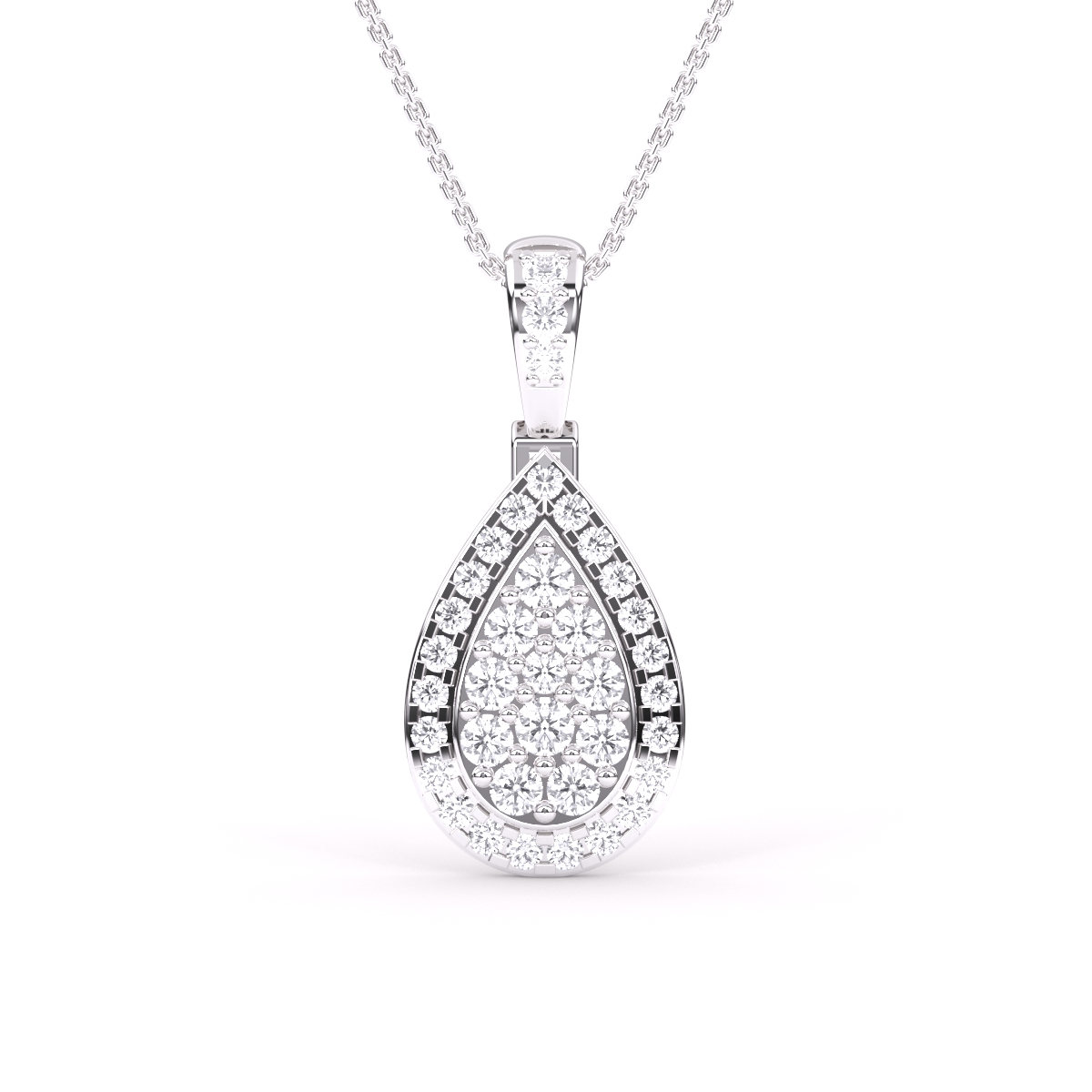 Fancy Pear Shape Diamond Halo Pendant